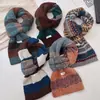 Bufanda de Lujo Ligero Inspirada en Celebridades, Alta Calidad, Rayas Retro con Bloques de Color para Mujer, 100% Lana Pura, Estilo Academia Británica, Invierno