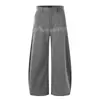 Pantalones casuales de rayas con nota musical bordada para hombre, diseño de nicho estilo callejero americano, pantalones de pierna ancha curvada de corte holgado
