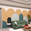 Papel de Parede Arco Grelha Estéreo 3D Cor Morandi Geométrico Revestimento de Parede para Loja de Roupas Papel de Parede para Parede de Fundo de Sala de Estar Quarto