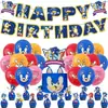 Nuevas Decoraciones de Cumpleaños Temáticas de Sonic the Hedgehog Escena de Ambiente para Fiesta Infantil Set de Globos y Banderines