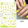 Nuevas pegatinas para uñas 2024 primavera flor de colza fresca nieve siega flor mariposa pegatinas adhesivas para uñas