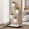 Soporte de flores de hierro forjado para balcón, soporte para macetas de suculentas, estante decorativo para jarrones de sala de estar, estilo escalonado, elegante, móvil y conveniente