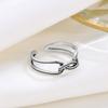 Anillo abierto de doble capa con nudo retro y personalidad en plata de ley S925, elegante joya de nicho, anillo sencillo y moderno para mujer.
