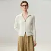 Cardigan de Caxemira Estilo Old Money Feminino 2026 Outono/Inverno Novo Estilo Zíper Duplo Gola Alta Suéter Toque de Alto Padrão Peça de Roupa Externa