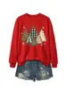 Sudadera de moda casual versátil para mujer con estampado de árbol de Navidad, leopardo, cuadros, lunares, estrella de cinco puntas - Tienda independiente de Amazon Wish
