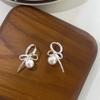 Pendientes de Lazo de Perla Dulce para Mujer, Sencillos, Modernos, Versátiles, Elegantes, Pendientes para Ropa de Trabajo, Pendientes Estilo Ins, de Moda