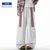 Calça Esportiva Casual Masculina Estilo Outono Novo Listras Americanas Masculina Solta Reta de Perna Larga Calça Cargo Marca Tendência Tamanho Plus