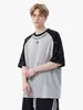 Camiseta raglán de manga corta con estampado de estrellas de marca moderna para hombre, estilo verano, retro americano, color block, algodón puro, corte holgado