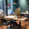 Restaurante Americano Bistrô Mesa Quadrada Madeira Maciça Ardósia Combinação de Mesa e Cadeira Café Loja de Sobremesas Mármore Mesa de Jantar Retrô