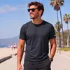 Transfronterizo Europeo y Americano Más Vendido Verano Seda de Hielo Deportivo para Hombre Manga Corta Corte Holgado Talla Extra Malla Secado Rápido Transpirable Casual Versátil
