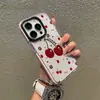 Funda de Teléfono Transparente Floral Inglesa de Cerezas Rojas Vintage para iPhone 16, Funda Suave de TPU a Prueba de Golpes para Apple 17 Pro