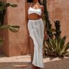 Amazon Vacaciones Transfronterizas Crochet Tridimensional Hueco Tira Trasera Moda Protección Solar Vestido Largo Traje Blusa de Playa