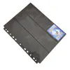 Páginas Interiores de 9 Compartimentos con Apertura Lateral para Tarjetas de Juego, Páginas Interiores de Álbum de Fotos de Polipropileno con Patrón de Lichi Negro de 18 Compartimentos, Páginas de Repuesto para Carpeta de Tarjetas