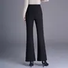 Pantalones Acampanados de Felpa Gruesa Negros para Mujer 2026 Otoño Invierno Nuevos de Cintura Alta que Cubren la Cadera Pantalones Largos de Temperamento Versátiles Casuales
