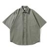 Vestido de verão do sul 2023 verão novo dobrado borda casual multi-bolso camisa de cor sólida lavada camisa vintage japonesa para homens