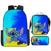 2024 Nueva Mochila Escolar de Stitch Set de Tres Piezas de Stitch Mochila con Dibujos Animados Impresos para Estudiante de Primaria Bolso de Hombro Estuche para Lápices traje