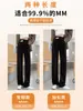 Calças pantalona femininas para primavera e outono, finas, cintura alta, com caimento, pretas, perna reta, casuais, slim fit, calças de alfaiataria elegantes para baixinhas