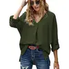 2024 Primavera y Verano Transfronterizo para Mujer Chifón Temperamento Commuting Manga Larga Color Sólido Suéter Camisa Blanca Moda para Mujer Temperamento