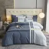Conjunto de cama de quatro peças de algodão integral, tamanho grande, escovado, qualidade A, para outono e inverno, conjunto de cama espesso de algodão puro, conjunto de três peças de desenho animado