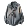 Suéter para hombre, estilo preppy, cuello en V, con adorno de bufanda, prenda de punto, casual y cálido para otoño e invierno, una capa interior elegante y sofisticada