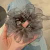 2025 Dongdaemun Novo Design de Nicho Argola de Cabelo com Laço de Organza Corda de Cabelo Versátil Bolas Corda de Cabelo para Meninas