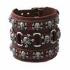 Punk Directo de Fábrica Exagerado Ancho Cuero Punk Pulsera de Cuero Suministro Transfronterizo Calavera Pulsera de Cuero para Hombre