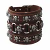 Popular Europeo y Americano Joyería Más Vendida Pulsera Ancha de Cuero Estilo Punk Decoración Creativa de Calavera de Aleación Pulsera Versátil