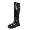 Botas de caballero frías de moda estilo británico con pliegues de 5,5 cm, nuevo modelo otoño e invierno 2026, punta redonda, tacón grueso, botas largas hasta la rodilla