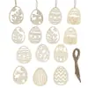 Nuevos Adornos Colgantes de Madera para Pascua Hechos a Mano, sin Terminar, Huevos de Madera Huecos para Decoración del Hogar y el Aula