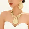Conjunto de Colar e Brincos Europeu e Americano Transfronteiriço Padrão de Disco Joias Exagerado Design de Alto Padrão Temperamento Moda