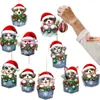 Conjunto de 10 Peças Plano 2D de Gato e Cachorro de Bolso de Natal Decorações de Árvore de Natal Estilo Clássico de Madeira Penduráveis