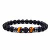 Pulseira de pedra natural olho de tigre, pulseira de pedra vulcânica para casais, pulseira elástica para atacado, europeia e americana.
