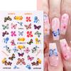 Nuevas pegatinas de uñas transfronterizas, mariposa de color 3D, flor, mariposa con joyas de diamantes, pegatinas de uñas
