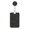Porta Tarjeta de Identificación Estampado de Leopardo Cubierta Impresa Tarjeta de Transporte Público Retráctil Insignia de Empleado Hebilla de Tirar Insignia Tarjeta Llave Fácil