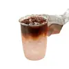 Taza de Vidrio de Gran Capacidad con Patrón de Rayas Verticales, Taza Mezcladora de Alto Borosilicato Resistente al Calor y al Frío, Taza Especial para Té de Leche, Café y Bebidas de Bar