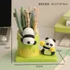 Sujetalápices Creativo de Sección de Bambú de Panda Artesanía de Resina Adorno de Almacenamiento de Escritorio de Oficina Regalo de Alto Valor para Estudiante