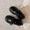 Zapatos Pequeños de Cuero con Suela Gruesa para Mujer 2024 Primavera Nuevos Estilo Británico Versátiles con Cordones Aumentadores de Altura Mocasines Uniforme Jk
