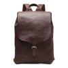 Mochila de Viagem Grande Capacidade Masculina e Feminina com Tampa Flip-Top Vertical em Couro Bovino Tanning de Primeira Camada Cor Sassafrás