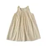 Vestido de Verano 2026 para Niñas, Estilo Francés para la Hora del Té, con Pliegues, sin Mangas, de Alta Gama, para Vacaciones, Espalda Abierta, Estilo Camiseta Holgada