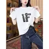 Camiseta de Algodão Puro com Gola Redonda e Manga Curta para Mulheres, Estilo Coreano, Moderna e Juvenil, Adequada para Primavera, Verão e Outono