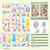Pascua 2027 Conejo de Color Flor Pequeña Adornos Decoración de Tienda Vidrio Estático Pegatinas para Puerta y Ventana Flores