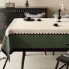 Mantel Estilo Vintage, Impermeable, Resistente al Aceite, No Lavable, Nuevo Modelo 2025, Lujo Ligero, Sensación de Alta Gama, Cubierta Retro Verde para Mesa de Comedor y Mesa de Café
