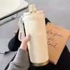 26 Nueva Taza Térmica Portátil para Mujer Alta Apariencia Taza de Agua con Popote Acero Inoxidable 304 Pareja Celebridad de Internet Almacenamiento en Frío Taza de Café.