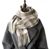 Cachecol Xale Imitação Caxemira Xadrez Casual e Fresco, Unissex Outono e Inverno Quente e Fashionável Cachecol com Franjas para o Dia a Dia