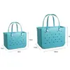 En stock bolsa de playa eva bolsa de agujeros bolso de mano grande de almacenamiento para viajes cesta de verduras de inyección bolsa de agujeros eva con impresión