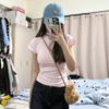 Camiseta de Manga Corta para Mujer, Estilo Americano, Nueva Moda Verano 2025, Estilo Básico Dibujo Animado Moldeador de Cintura, Top Chica Picante