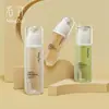 Botella de loción personalizada de 80 ml, botella portátil recargable, botella con atomizador, botella con atomizador de alcohol, botella vacía de muestra de base de maquillaje