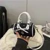 Bolsa Boston de Seersucker Tendência para Meninas com Laço, Bolsa de Ombro Cruzada Versátil de Nicho para Pais e Filhos para Mulheres