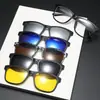 Nuevo juego de cinco piezas de imanes gafas gafas de sol para hombre y mujer comercio exterior transfronterizo gafas de sol polarizadas succión magnética gafas colgantes moda