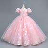 2026 Novo Vestido Princesa de Verão para Meninas Vestido Infantil de Manga Curta Vestido de Aniversário para Meninas Roupa de Performance Roupa Infantil